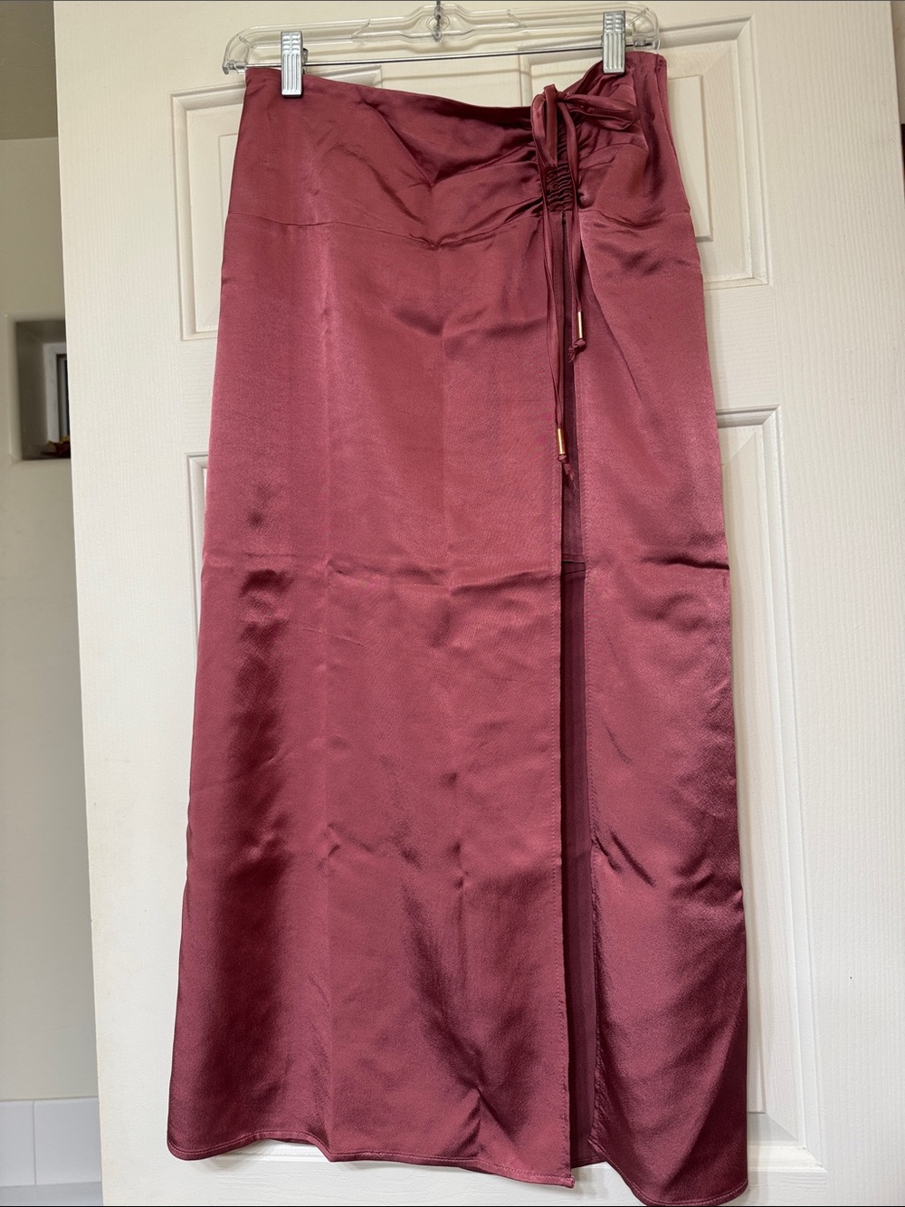 Anthropologie Satin Wrap Maxi Skirt